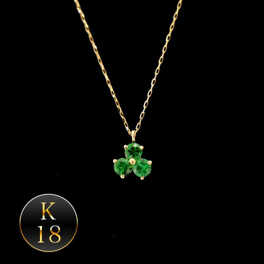 K18 グリーンガーネット ペンダントネックレス