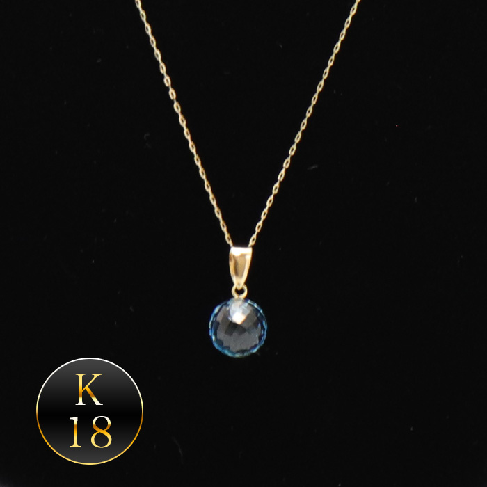 K18 ブルートパーズ ペンダントネックレス