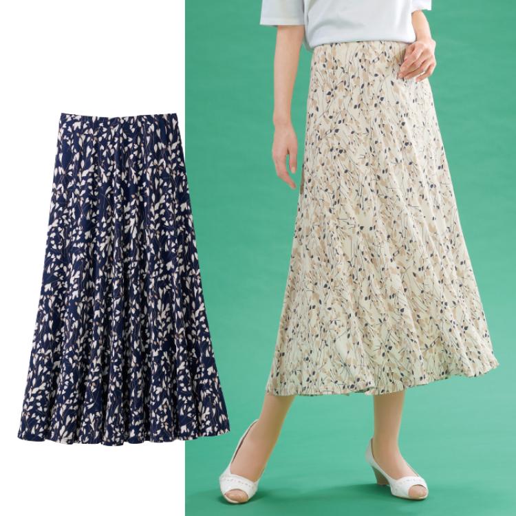 12枚はぎの小花柄ドレープスカート