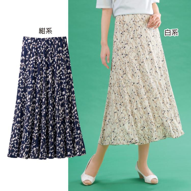 12枚はぎの小花柄ドレープスカート