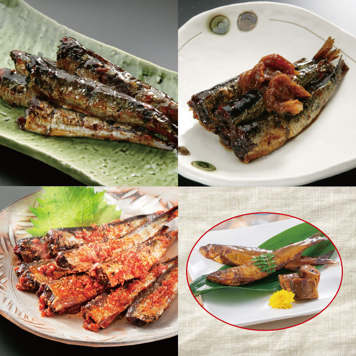 骨までやわらか いわし佃煮3種セット あゆ甘露煮付き