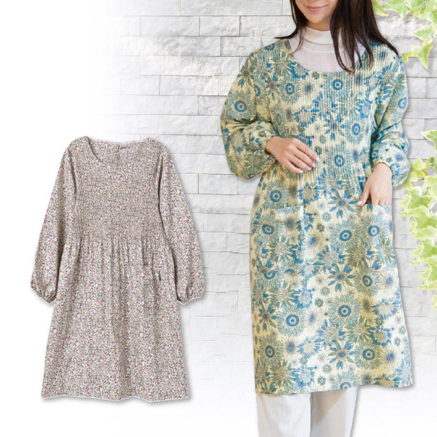 ロング丈プリーツかっぽう