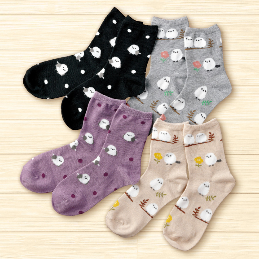 シマエナガ靴下4色8足組