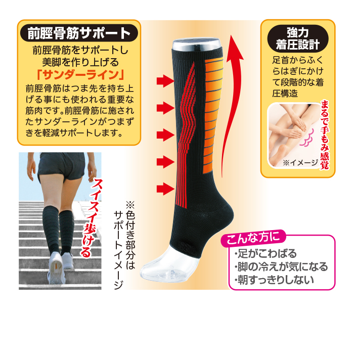 歩きの達人 あし軽サポーター2足組(同色・同サイズ)