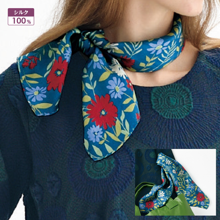花柄シルクスカーフ
