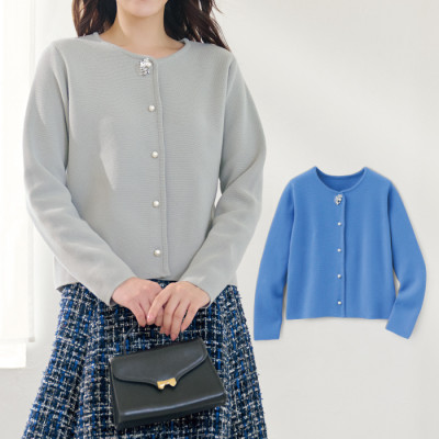 ビジューボタンニットジャケット