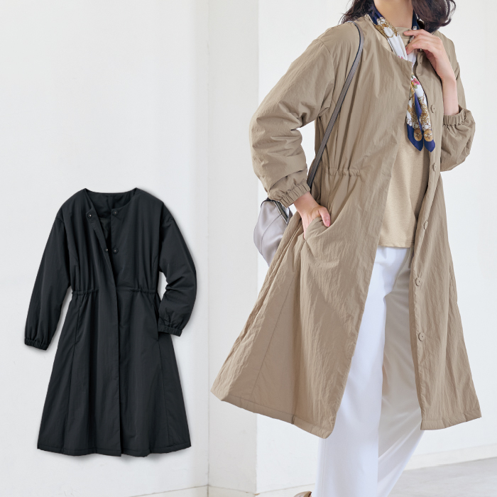 薄中わた入りフレアコート