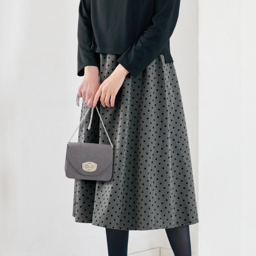 水玉プリントドッキングワンピース