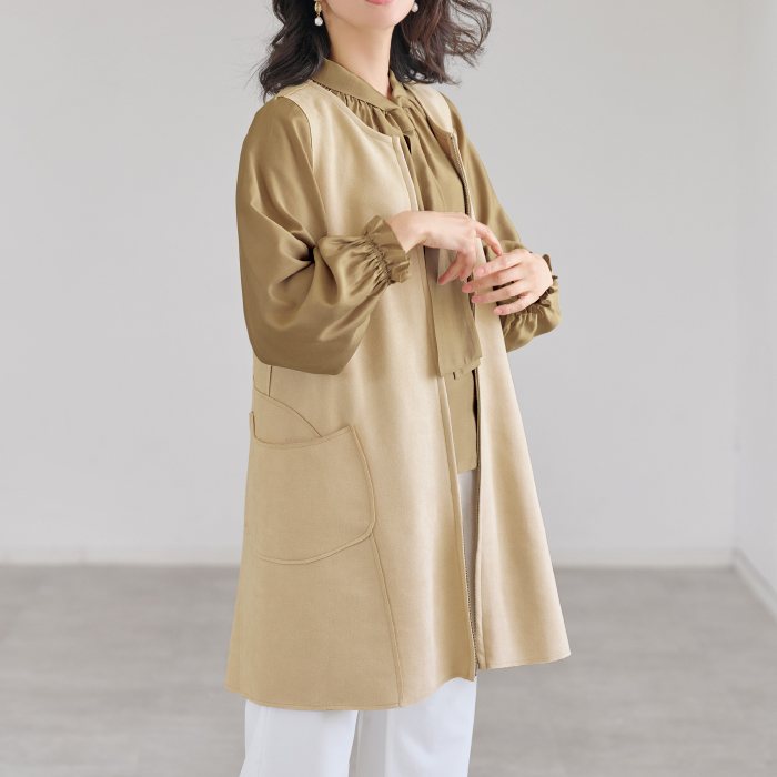 スエードタッチロングベスト