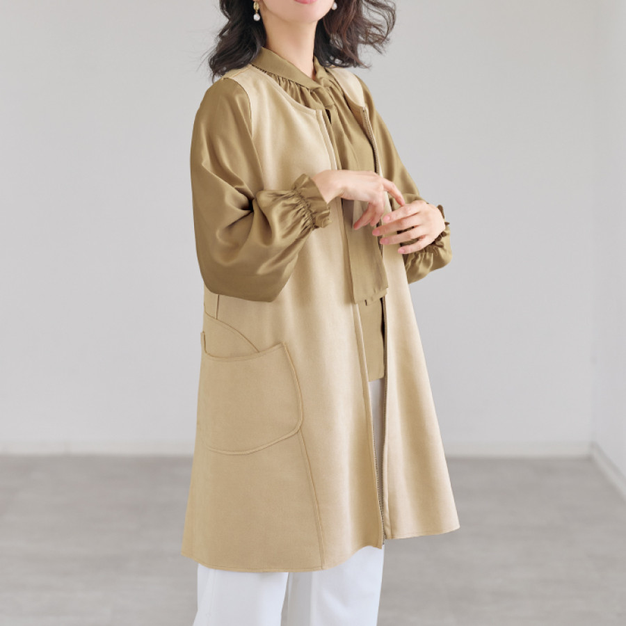 スエードタッチロングベスト