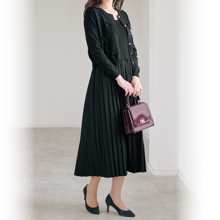 カーディガン付きワンピース