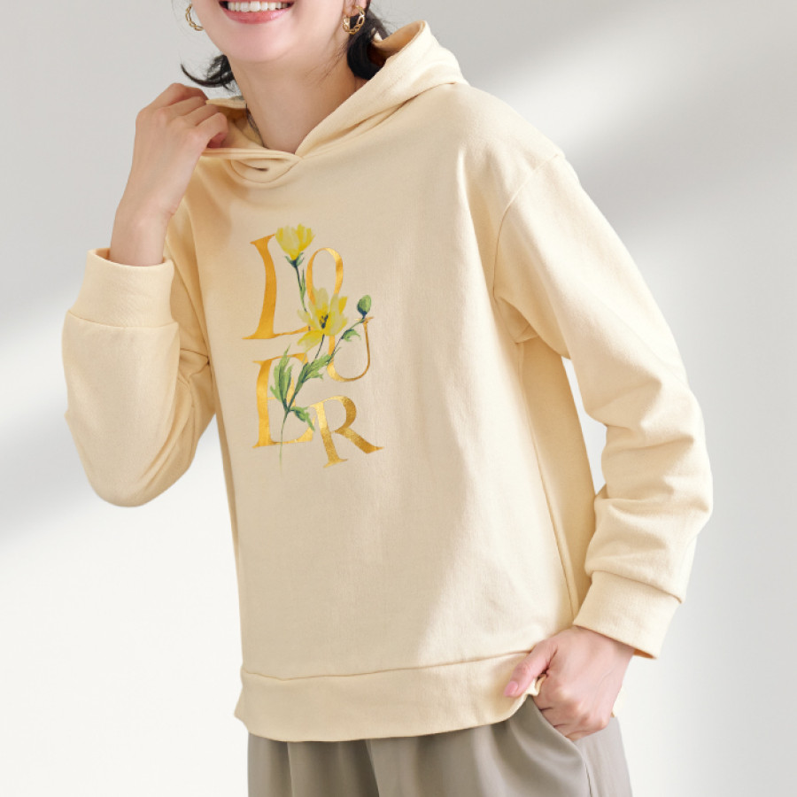 箔プリント裏毛パーカー