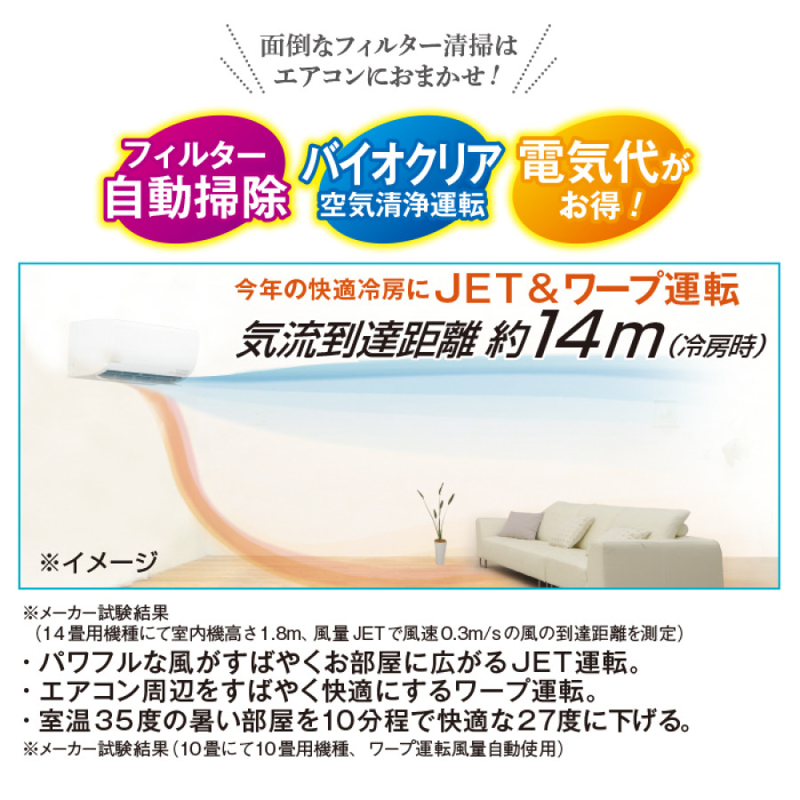 2025年モデルビーバーエアコン お掃除機能付モデル12畳用（標準取付工事費込み）
