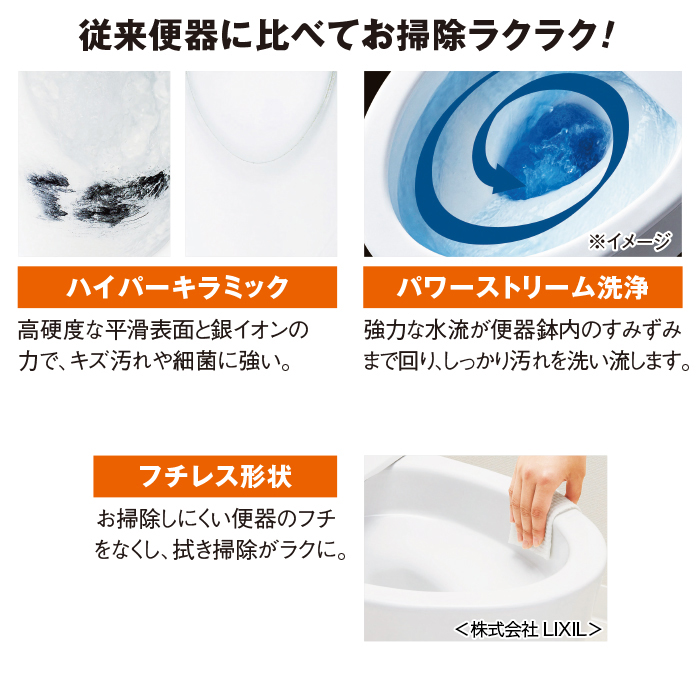 LIXILお掃除がラクになるトイレリフォーム 便器・タンク交換のみ(洋式&rarr;洋式) 温水洗浄便座（オート脱臭機能付き）