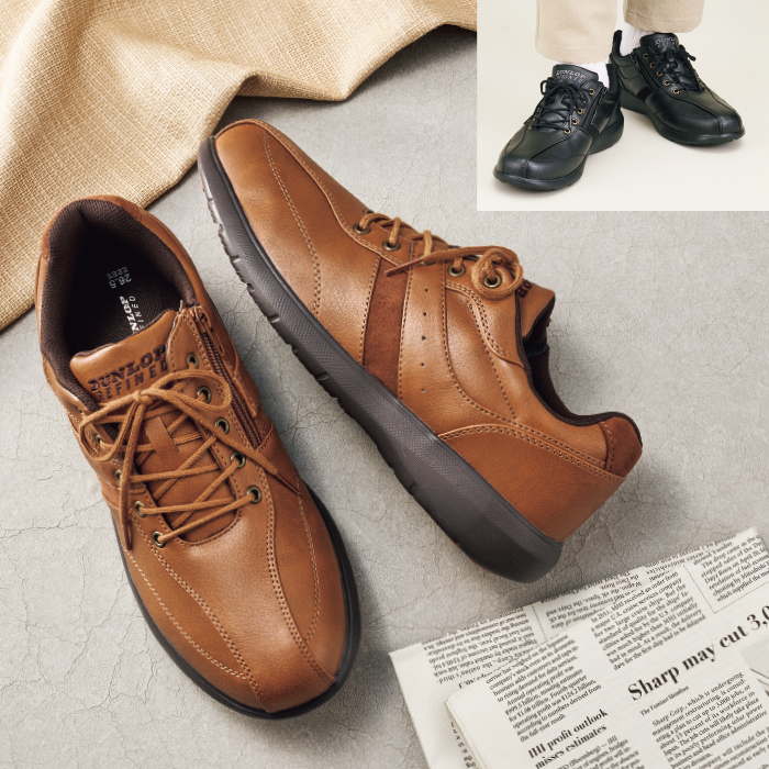 〈ダンロップ・リファインド〉ファスナー付ウォーキングシューズ