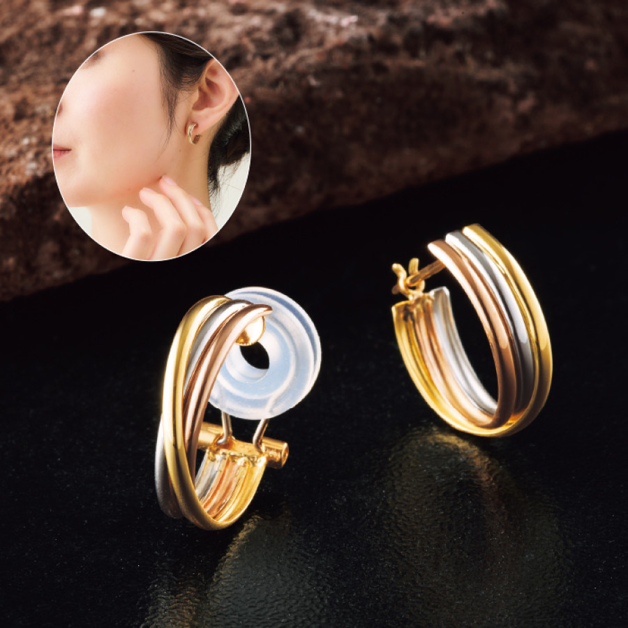 18金/プラチナ900スリーカラーイヤリング