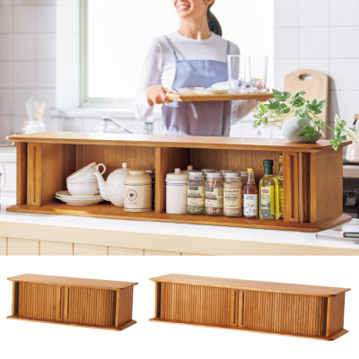 桐製じゃばら式カウンター収納 幅60cm