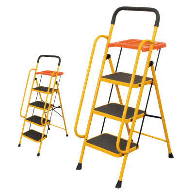 安心の両手すり付き脚立(トレー付き) 4段