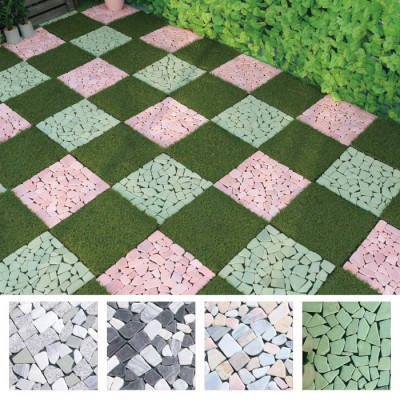 雑草防止おしゃれな天然石マット 同色6枚組