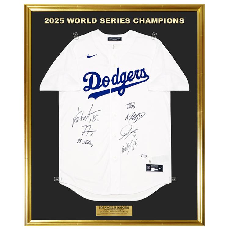 [世界限定50枚] ドジャース2025優勝メンバー7名直筆サイン入りホームユニフォーム