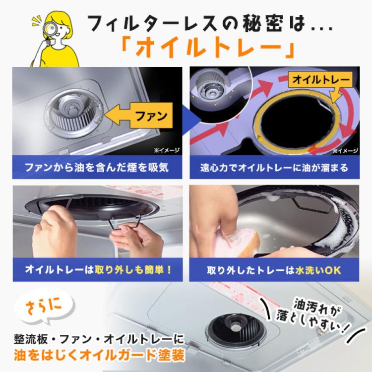 フィルターレス!スリム型レンジフード交換サービス(標準工事費・処分費込)60cm 下取りあり