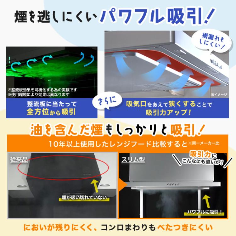 フィルターレス!スリム型レンジフード交換サービス(標準工事費・処分費込)60cm 下取りあり