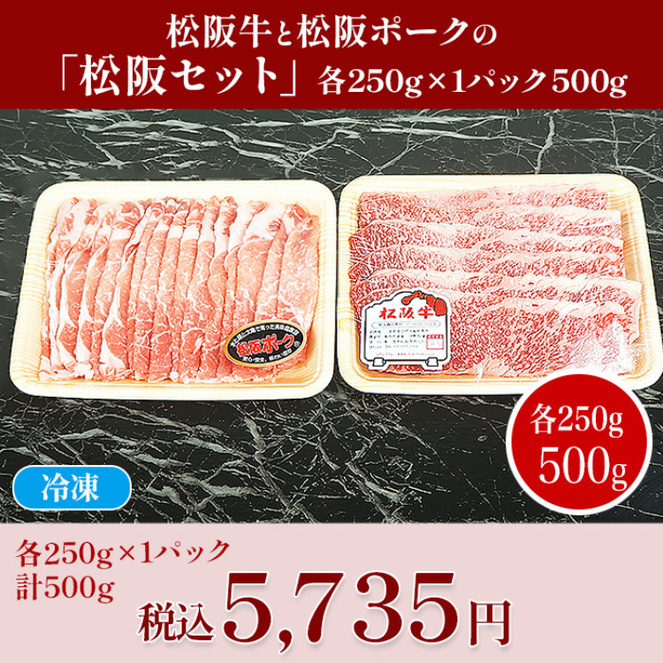 松阪牛と松阪ポークの「松阪セット」(500g)