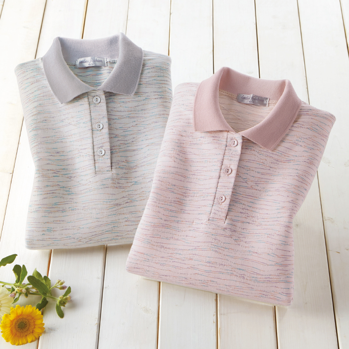 綿混7分袖デイリーポロシャツ