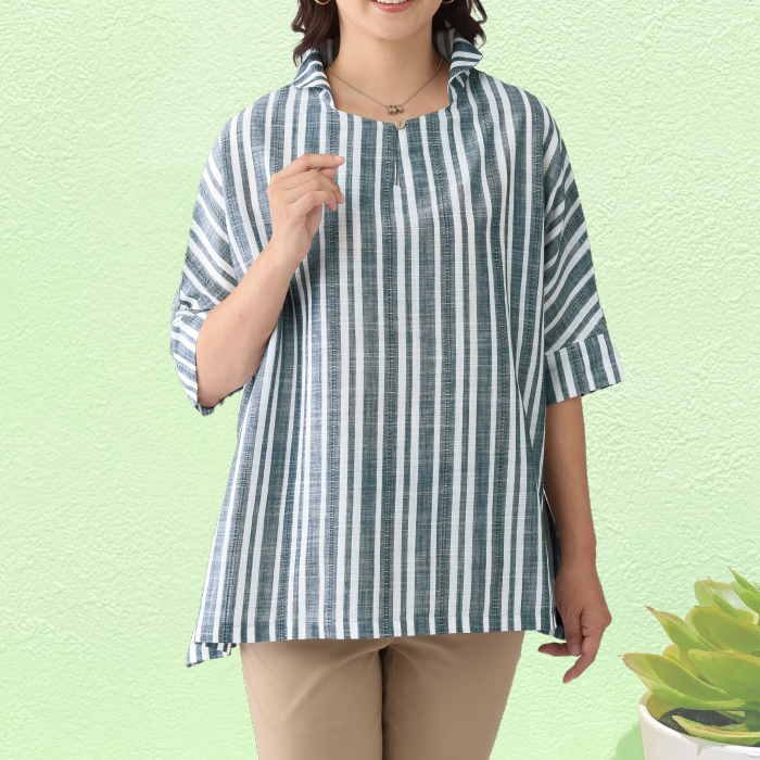 ストライプドルマンブラウス