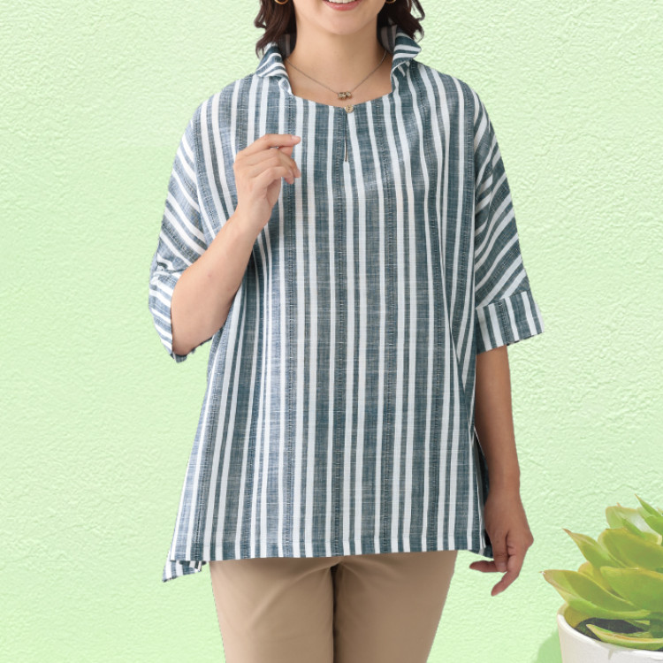 ストライプドルマンブラウス