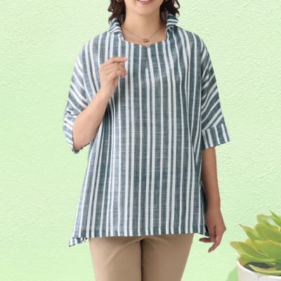 ストライプドルマンブラウス