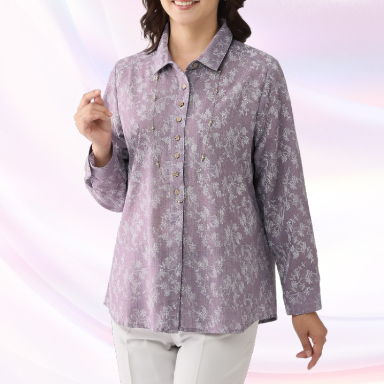 発泡プリントブラウス