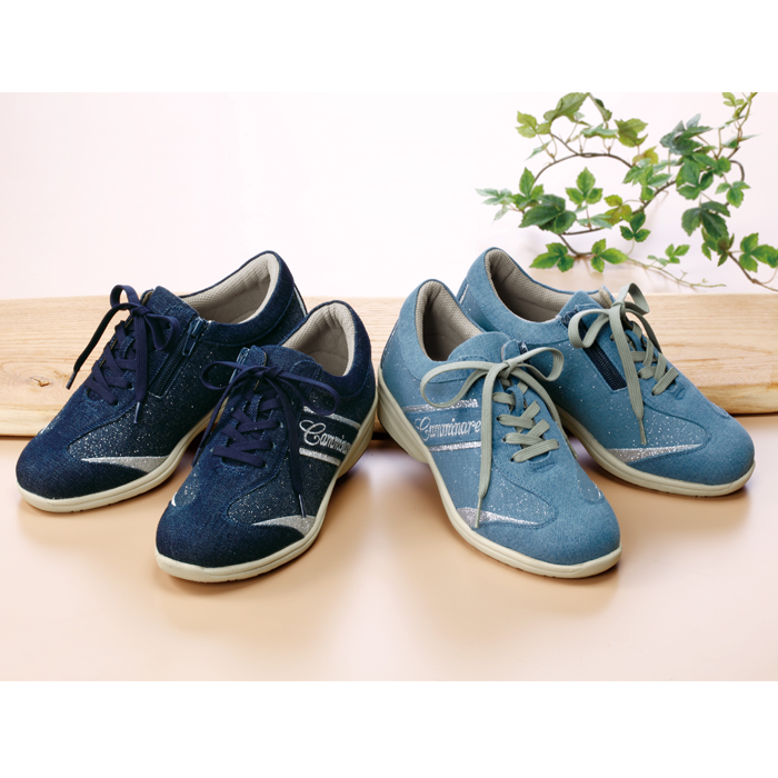 ラメ入りデニム ウォーキングシューズ