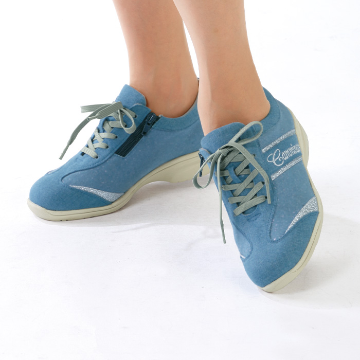 ラメ入りデニム ウォーキングシューズ