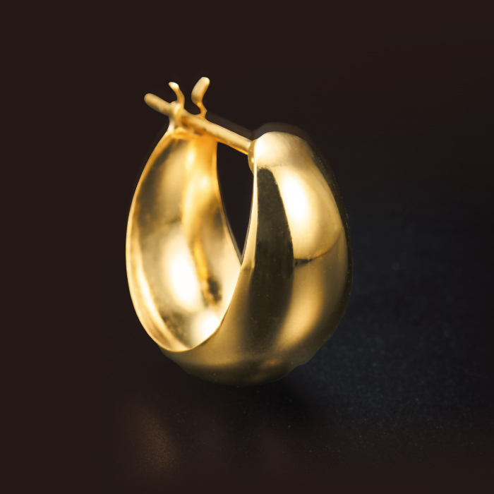 18金幅広フープピアス