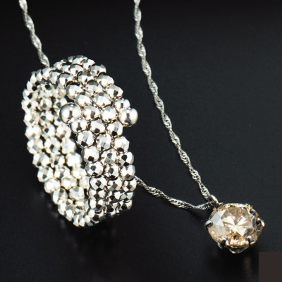 お買い得!プラチナ大粒1.0ctダイヤモンドペンダント＆形状記憶リングセット