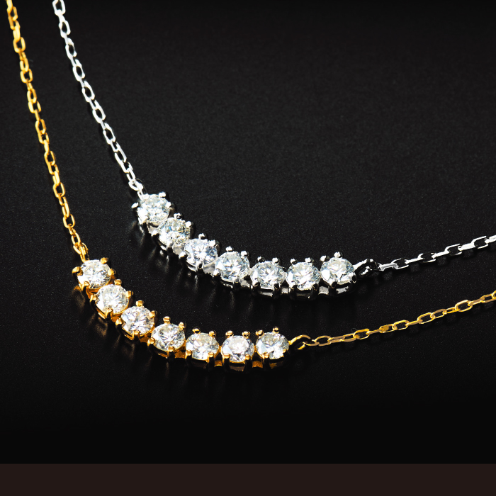 18金計0.3ctラインダイヤモンドネックレス