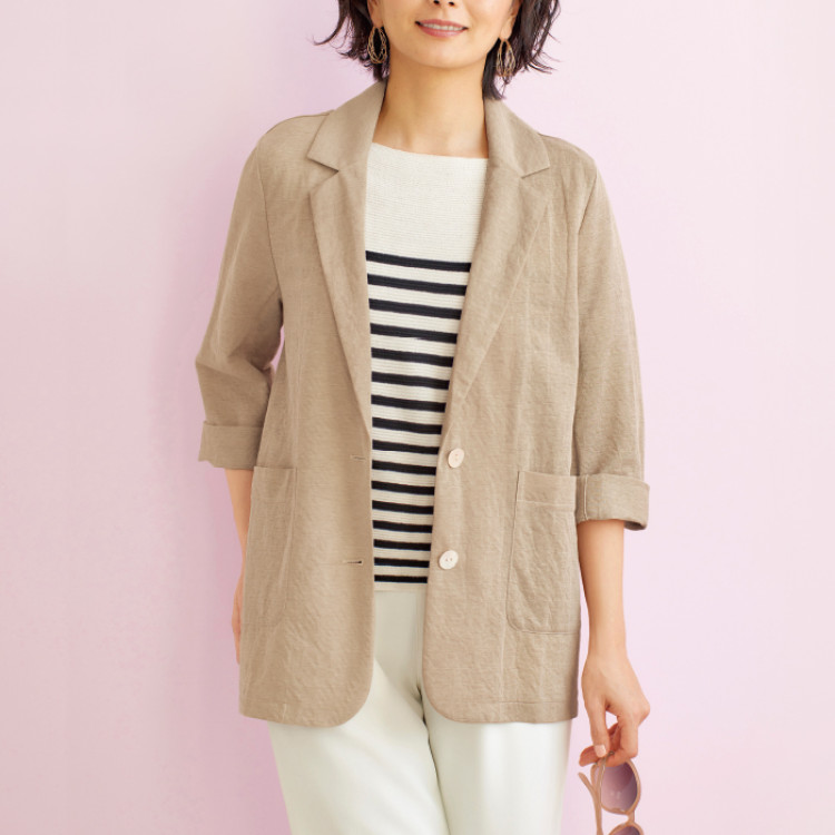 綿混エアリーテーラードジャケット