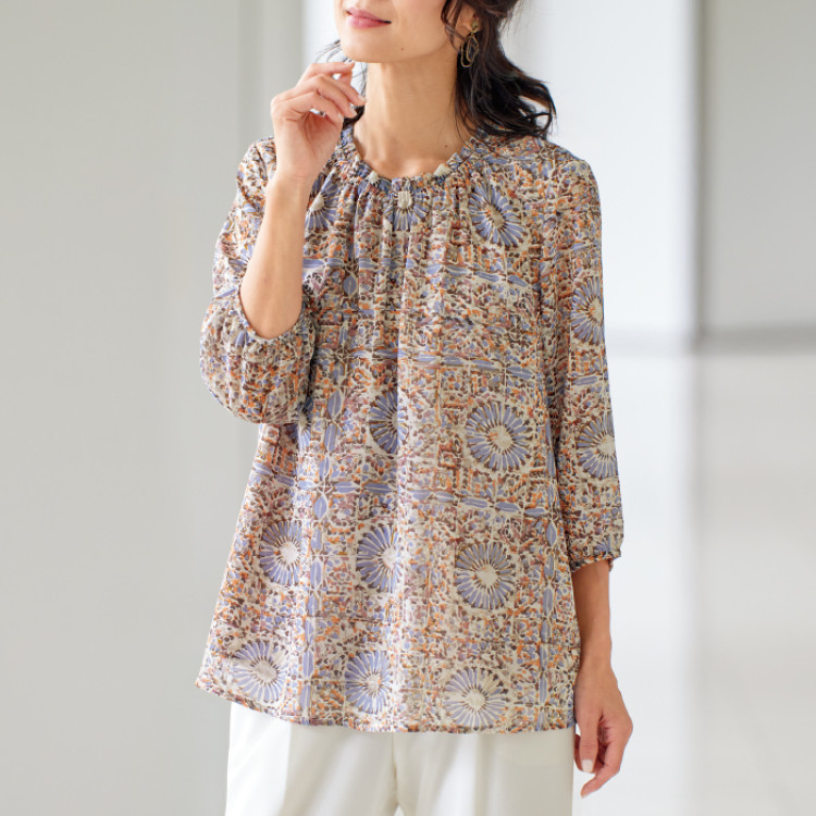 プリントシフォンチュニック