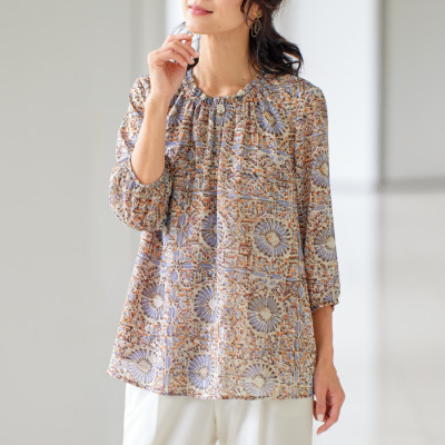 プリントシフォンチュニック
