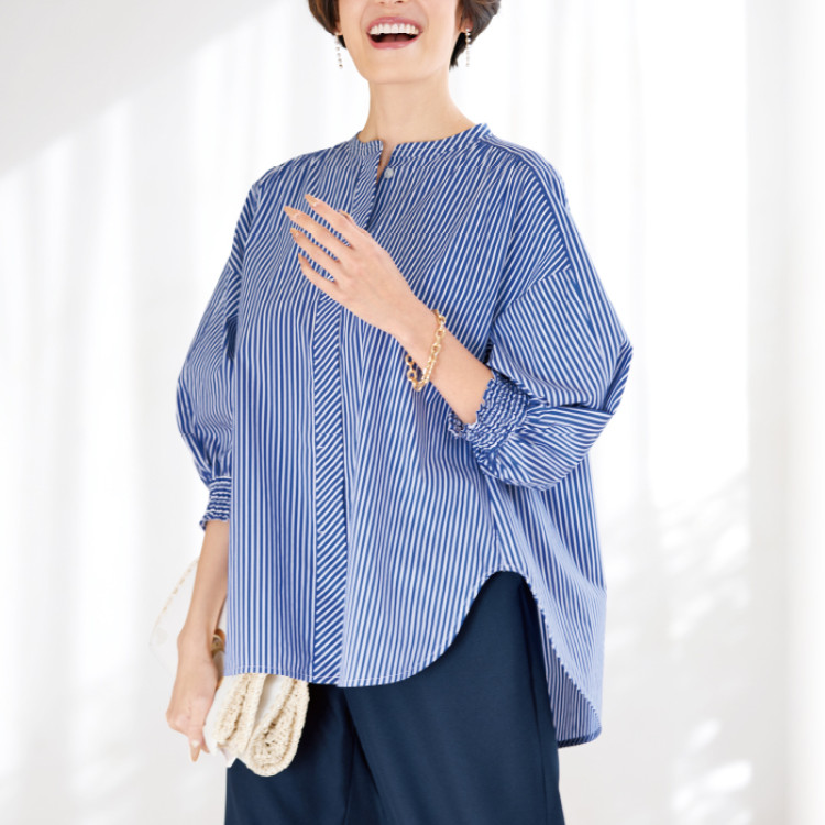 ストライプドルマンシャツ