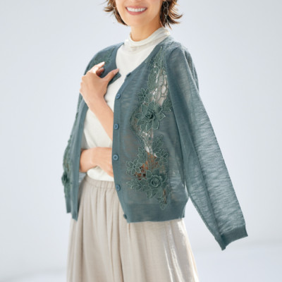 モチーフレースカーディガン