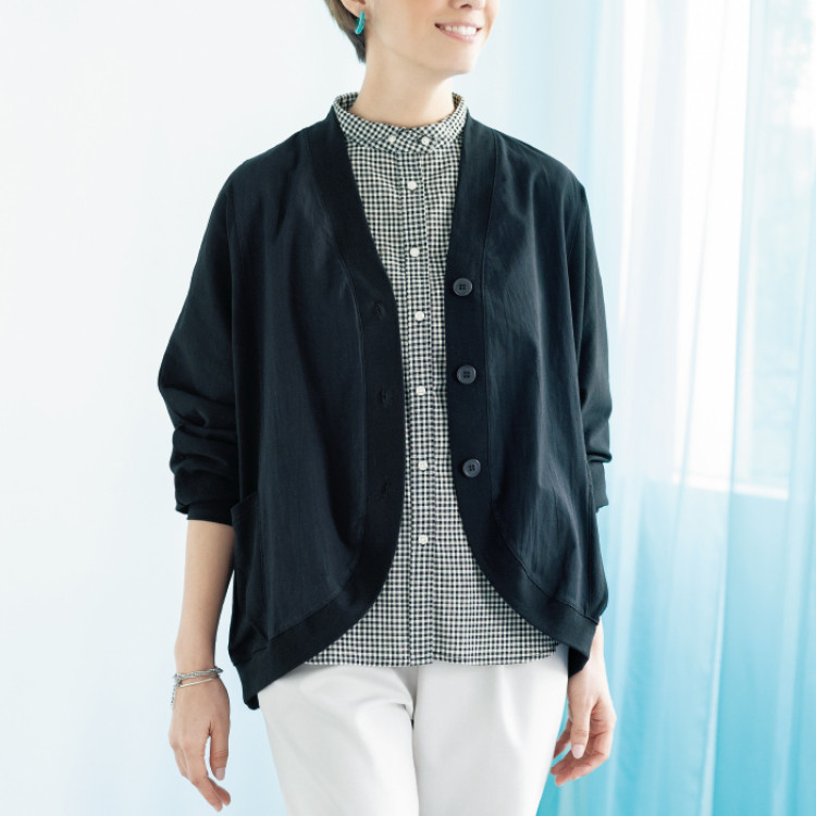 異素材使いリラックスカーディガン