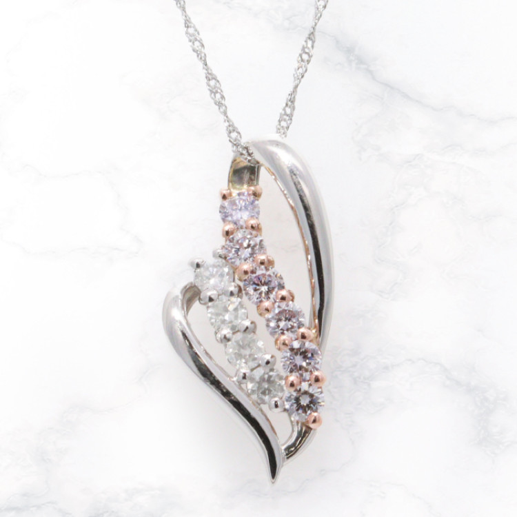 純プラチナ天然ピンクダイヤモンド 10ストーンペンダント