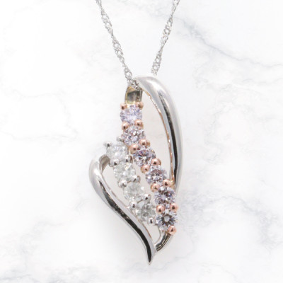 純プラチナ天然ピンクダイヤモンド 10ストーンペンダント