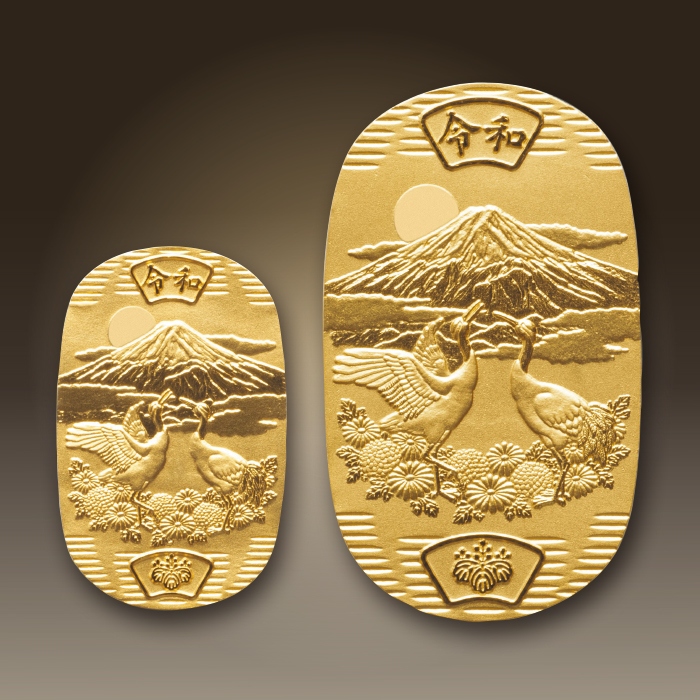 純金製 菊花双祥鶴小判 10g