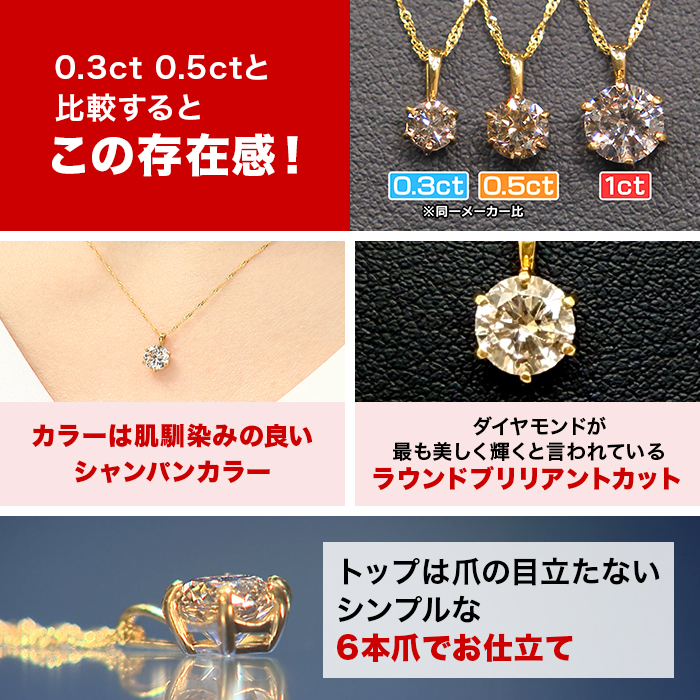 オール純金1ctダイヤモンドペンダント特別セット