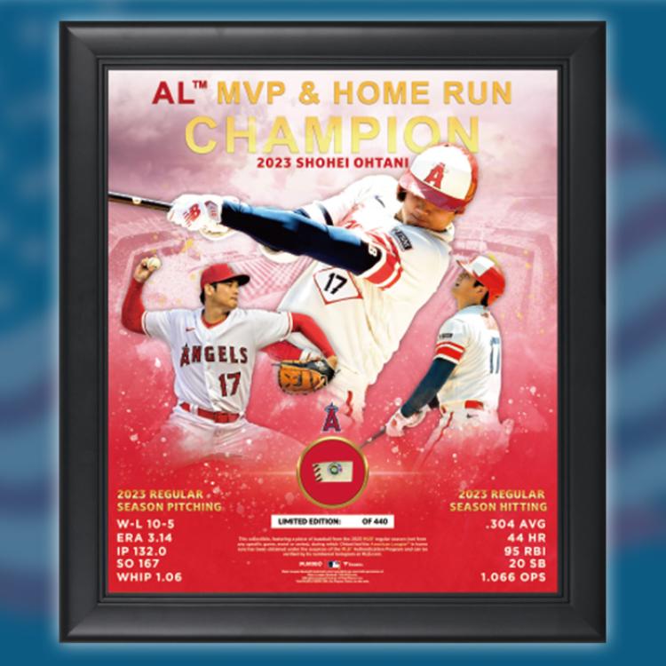 大谷翔平 2023MVP＆ホームラン王記念ゲーム使用球カットピース入りフォトフレーム