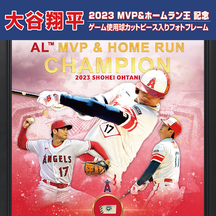 大谷翔平 2023MVP＆ホームラン王記念ゲーム使用球カットピース入りフォトフレーム