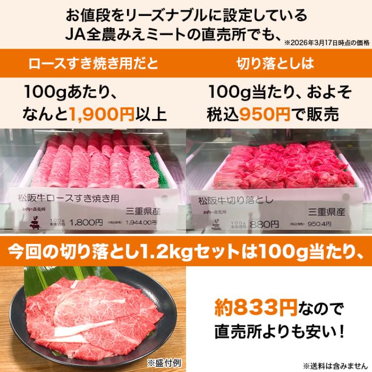 松阪牛切り落とし1.2kg(200g&times;6P)特別セット